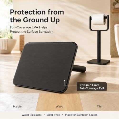 Toilet Paper Holder Stand – Heavy Duty Weighted Base, Free Standing Anti-Tipping, Matte Black - Image 5