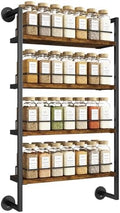 IBUYKE 4 Tier Spice Rack Wall Mount for Kitchen,Brown TLJ016H by IBUYKE