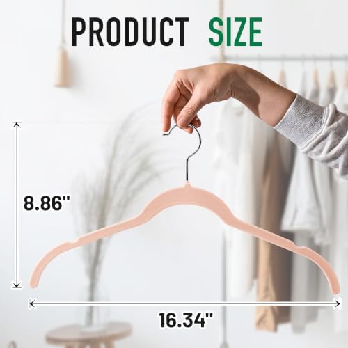 Sishynio Velvet Hangers 50 Pack, Non-Slip Slim Felt Clothes Hangers Pink - Image 3