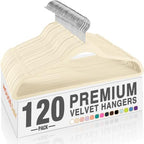 HOUSE DAY Ivory Velvet Hangers 120 Pack, Premium Non Slip Clothes Hanger by HOUSEDAY