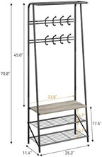 Jojoka 4-in-1 Entryway Coat Rack Hall Tree with Bench & Shoe Rack, Freestanding Storage for Hooks, 3-Tier Shoe Cabinet, Hanging Rod for Hallway, Front Door, Mudroom - Image 7
