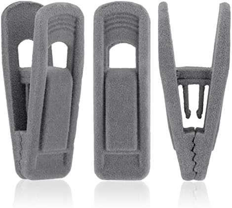 Tinfol Velvet Hanger Clips, 50Pack Gray Pants Velvet Clips, Clothes Hanger Clip, Large Opening Clothes Pin Strong Finger Flocked Clips Perfect for Use with Slim-line Clothes Velvet Hangers by Tinfol