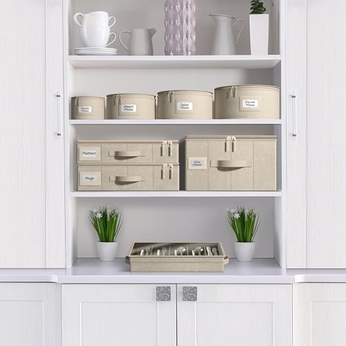 Sorbus Flatware Storage Box, Clear Silverware Organizer with Lid (Beige) - Image 5