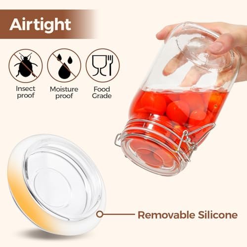 ComSaf Square Glass Jars with Airtight Lids 51 oz 3 Pack Wide Mouth - Image 3