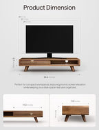 Tinamo 24" Wood Monitor Stand Riser with Sliding Door and Cable Management - Image 2