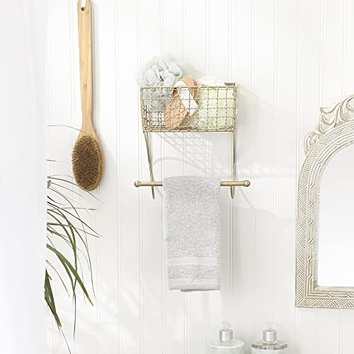 DII Rustic Bathroom Décor, Metal Storage, Small Towel Bar, Gold - Image 4
