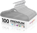 HOUSE DAY Premium Velvet Hangers 100 Pack Grey, Non-Slip Felt Hangers by HOUSEDAY