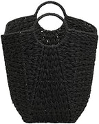 Household Essentials Handwoven Paper Rope Storage Basket with Metal Frame and Handles, Black - Image 5