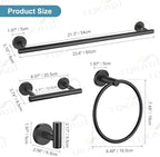 TQKAG 8-Pieces Bathroom Hardware Set, Matte Black Bath Towel Bar Set 23.6" - Image 6