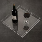 Clear Sturdy Acrylic Serving Tray with Handles - 14x14Inch - Coffee, Appetizer, Breakfast, Butler Tray - Kitchen Countertop & Makeup Drawer Organizer - Image 5
