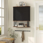 Fluted Bathroom Wall Cabinet with Tambour Sliding Door, Black - Image 5