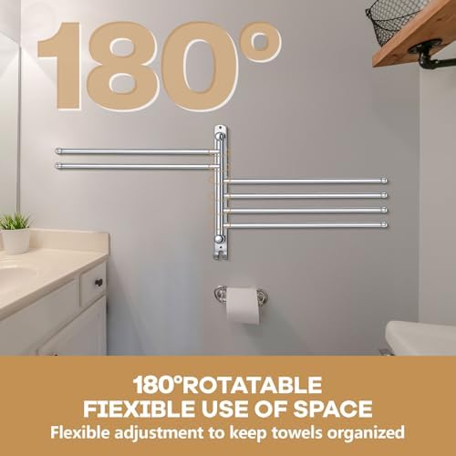 Teenyyou 16.5" Swivel Towel Rack 6 Arms 304 Stainless Steel Sliver - Image 5