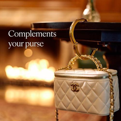 Attaché Purse Hook for Table - Portable Bag Hanger, Strong Durable Handbag Holder - 35lb Capacity Desk Hanger, Premium Bag Clip with Gift Box, Anti-Slip Car Tote Accessory - Aria Gold - Image 2