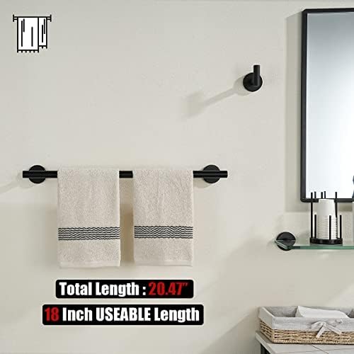 JQK Black Towel Bar, 20.5 Inch 304 Stainless Steel Thicken 0.8mm Towel Rack Bathroom, Towel Holder Matte Black Wall Mount, Useable Length 18 Inch, TB110L18-PB - Image 3