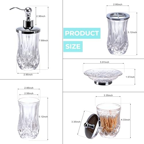 Clear Bathroom Accessories, Round Thick Glass & Metal Pump - Image 3