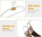 50 Pack Velvet Hangers, Short Neck Non Slip Slim Hangers with 360° Swivel Hook, Space Saving Clothes Hangers for Shirts, Dresses, Sweaters, White - Image 4