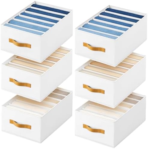 DIMJ Wardrobe Clothes Organizer - Foldable Closet Drawer Organizer Dividers for Jeans, Pants, Sweater, T Shirt, Storage Bins with Handles for Shelf by DiMJ