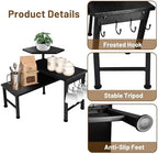 Counter Organizer Shelf, 3 Tier Moveable Black Corner Shelf Organizer with Hook, Counter Shelf for Kitchen Bathroom Spice Rack Coffee Area Over Sink Dresser Table (Black) - Image 5