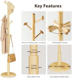 Taitiy Solid Wooden Coat Rack Stand Freestanding Hall Tree with 10 Hooks - Image 4