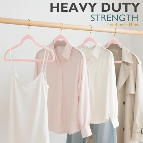 ManGotree Velvet Coat Hangers with 360° Swivel Gold Hook 48 Pack Light Pink - Image 2