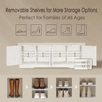 DINZI LVJ Shoe Storage Bench with Cushion, Door, Rustic White 47.2"LX17.7"H - Image 5