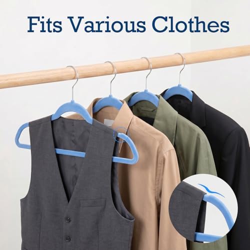 House Day Tranquil-Blue Velvet Hangers 60 Pack, Non Slip Clothes Hanger - Image 4