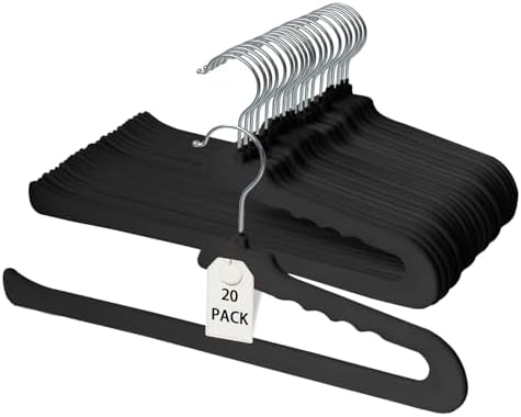 ManGotree Non Slip Velvet Pants Hangers Felt Jean Hangers 20 Pack Black by ManGotree