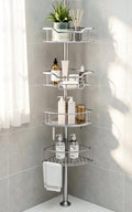 Corner Shower Caddy Tension Pole, Bathroom Organizer for Renters by ResunSy