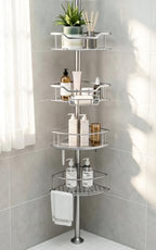 Corner Shower Caddy Tension Pole, Bathroom Organizer for Renters by ResunSy