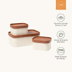 LA JOLIE MUSE Decorative Storage Boxes with Lids Faux Leather, Beige 3 Pack - Image 5