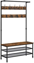 VASAGLE Coat Rack and Storage Bench, Hall Tree with 9 Hooks, Steel Frame by VASAGLEbySONGMICSHOME
