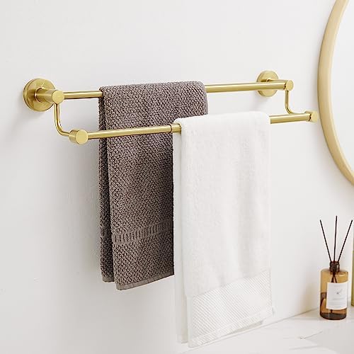 BESy Double Towel Bar Towel Rack for Bathroom Wall Mounted Brushed Gold - Image 3