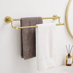 BESy Double Towel Bar Towel Rack for Bathroom Wall Mounted Brushed Gold - Image 3