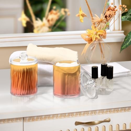 4 Pack Qtip Holder Dispenser with Lids,Orange Gradient Storage Containers,Bathroom Canisters Organizer for Cotton Ball,Cotton Swab,Cotton Round Pads,Floss 21214696 - Image 6