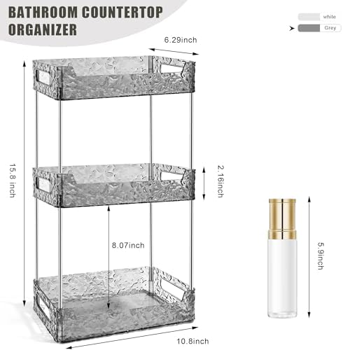3-Tier Bathroom Counter Organizer Countertop Storage-Grey - Image 2