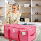 VTSVTS 8 Pack Extra Heavy Duty Large Moving Bags with Comfortable Handle & Strong Zipper,Storage Totes for Space Saving Moving Storage College Supplies Alternative to Moving Box,Pink - Image 5