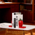 Strawberry Decorative Bookends, Cute Aesthetic Resin Book Ends for Shelves - Image 5