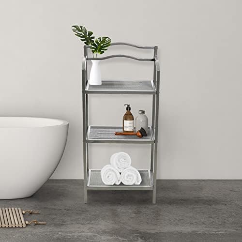 Household Essentials 3-Tier Metal Bathroom Storage Shelf, Silver - Image 2