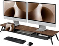 Fenge Solid Wood Dual Monitor Stand with 2-Tier Storage by Fenge
