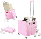 Nedcart Rolling Crate with Stair Climbing Wheels, Foldable Utility Cart with Detachable Lid & Telescoping Handle, Portable Rolling Cart Tote Basket for Teacher Upstairs Grocery Shopping by Unknown