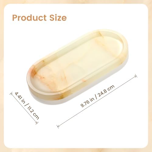 Natural Marble Decorative Tray, 9.8”x4.4”, Cream Amber - Image 3
