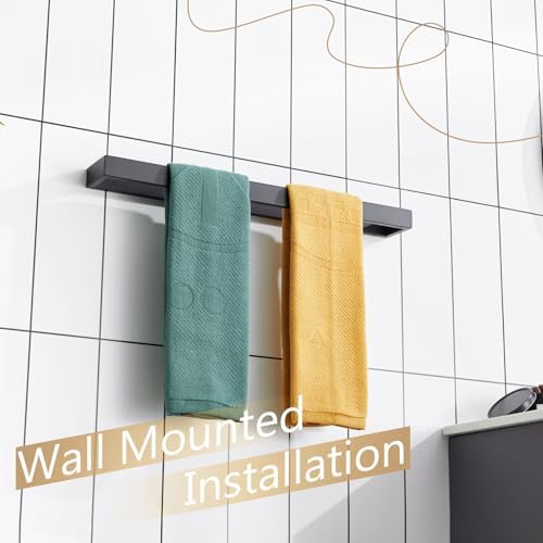 KOKOSIRI Towel Bar Matte Black Bath Towel Holder 24-Inch Kitchen Rack Stainless Steel for Bathroom Hardware Wall Mounted, 1 Pack B4008BK-L24 - Image 5