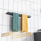 KOKOSIRI Towel Bar Matte Black Bath Towel Holder 24-Inch Kitchen Rack Stainless Steel for Bathroom Hardware Wall Mounted, 1 Pack B4008BK-L24 - Image 5