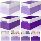 Junkin 4 Pcs Purple Collapsible Storage Baskets Cube Storage Bins 14''x10''x9'' Large Closet Organizers and Storages for Shelves Room Decor Colorful Foldable Baskets with Handle for Nursery by Junkin