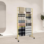 7-Tier Metal Scarf Display Stand with 360°Swivel Wheels, Freestanding Scarf Holder Organizer Rack, Floor Standing Belt Shawl Hijab Towel Display Rack for Boutique, Retail Store, Home (Golden) - Image 3