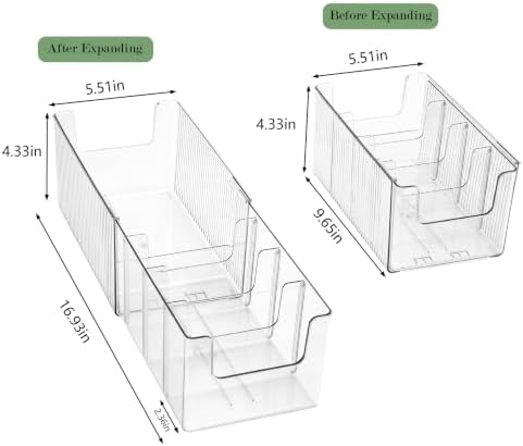 Expandable Medicine Cabinet Organizer 4 Pack, 5 Compartments Adjustable Clear Medicine Storage Box Bin with Removable Dividers, Vitamin Bottle Medication Organizer for Countertop Bathroom - Image 2