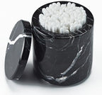 Black Marble Storage Canister, Cylinder 3 inch Diam x 3.5 Inch Ht Marble Jar with Lid, Natural Premium Bathroom Organizer for Cotton Balls, Jewery, Bath Salt, Q tip Holder for Powders, Countertop by Unknown