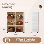 Purse Organizer for Closet, Handbag Storage, Brown 3-Tier 6-Cubby - Image 4