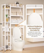 Homde Bamboo Over The Toilet Storage Organizer: Basket and Drawer (White) - Image 3