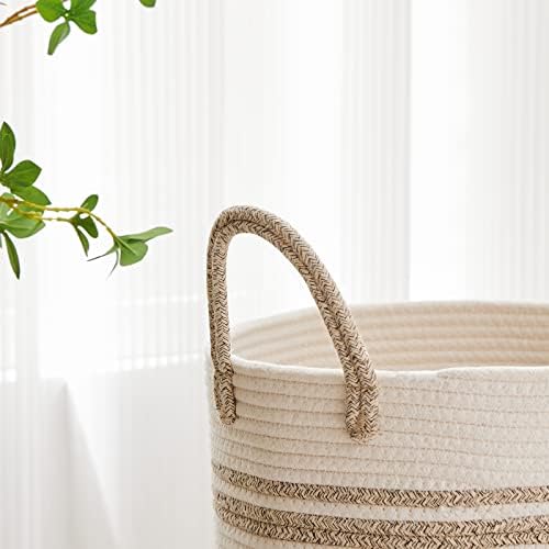 VIPOSCO 100L Extra Large Woven Laundry Basket Hamper, Brown White - Image 3